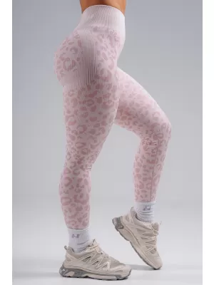 Kompresní push-up legíny s leopardím vzorem NEBBIA PRIMAL 849 PINK LEOPARD