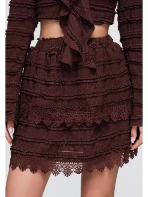 Dámská sukně OMBRE OW-GL-E0015 DARK BROWN