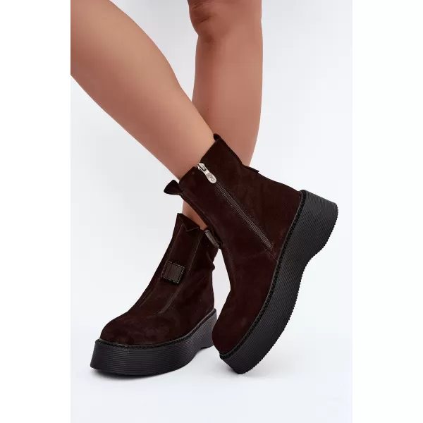  Dámské kotníkové boty D&A CR62-3448 CHOCOLATE 