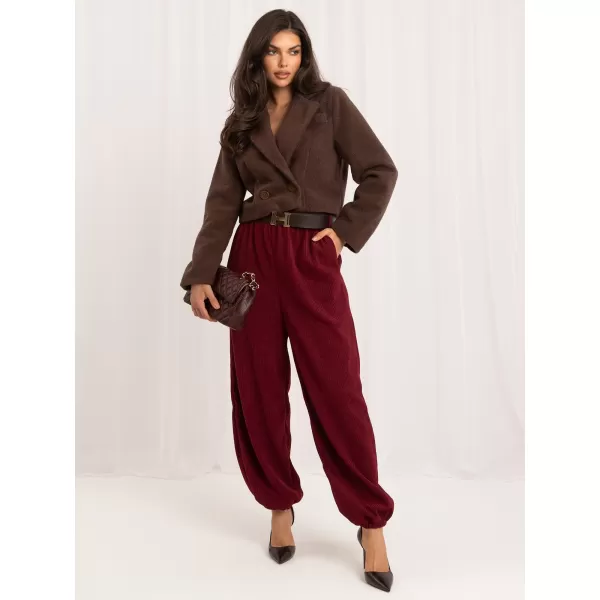  Dámské kalhoty ITALY MODA MI-SP-P72003H.70 BURGUNDY 