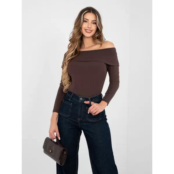  Dámské triko RUE PARIS RV-BZ-A1194.25 DARK BROWN 