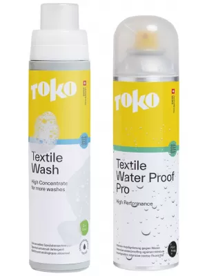 Impregnace TOKO CARE DUO PACK/TEXTILE WASH & TEXTILE WATER PROOF PRO BÍLÁ/ŽLUTÁ