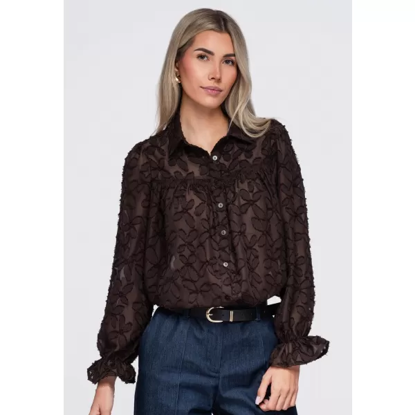  Dámská košile OMBRE OW-SH-E0074 BROWN 