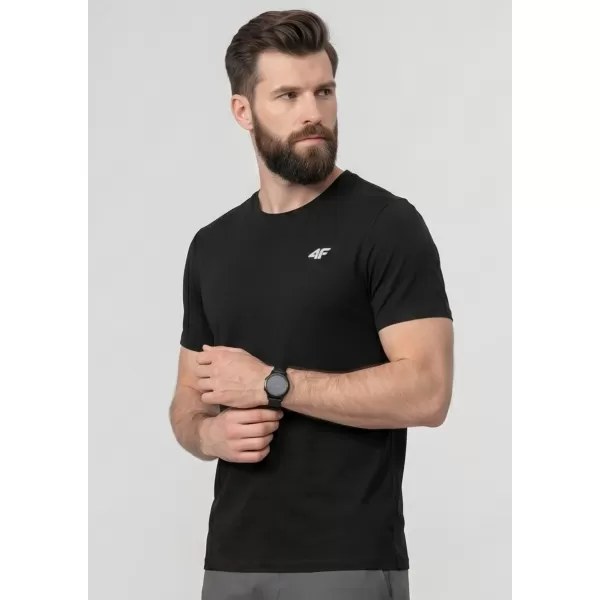  Pánské triko 4F 4FWAW25TTSHM2373 DEEP BLACK 