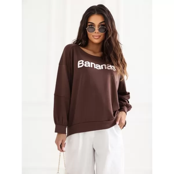  Dámská mikina RUE PARIS RV-BL-A1221.13 DARK BROWN 