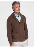 Pánský kardigan OMBRE OM-SWCD-0200 BROWN