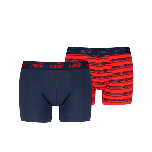  Pánské boxerky PUMA ELEMENTS MEN STRIPED BOXERS 2P 93884205 RED/NAVY 