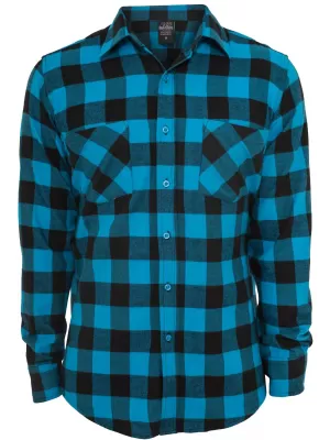 Pánská košile URBAN CLASSICS TB297 BLACK/TURQUOISE