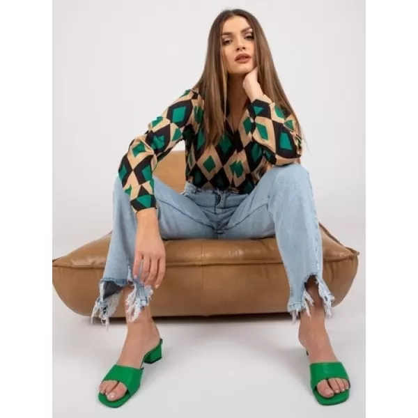  Dámská halenka ITALY MODA DHJ-BZ-15256.53P BLACK AND GREEN 