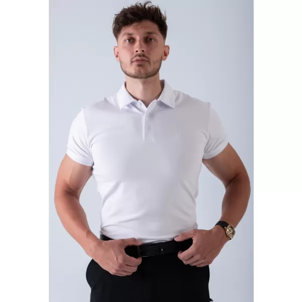  Pánské trička NEBBIA MIKE MUSCLE FIT POLO 157 WHITE 