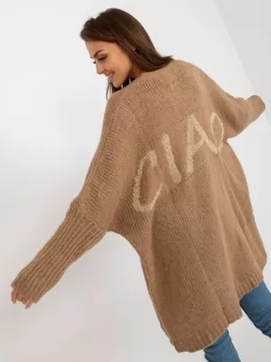 Dámský kardigan OCH BELLA TW-SW-BI-M2201.87 DARK BEIGE