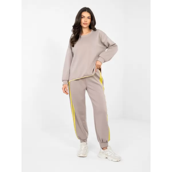  Dámská tepláková souprava RUE PARIS IT-KMPL-22216.72 DARK BEIGE 