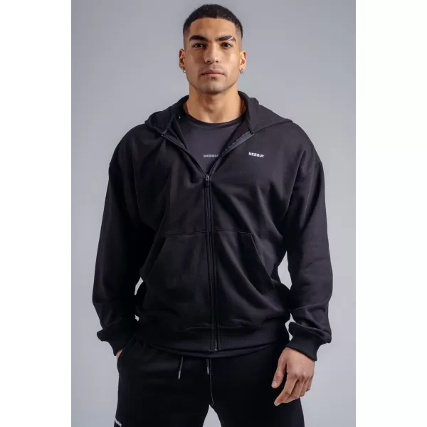 Mikina na zip s vyšívaným logem NEBBIA PRIMAL 884 BLACK 