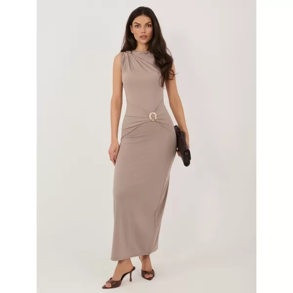  Dámské šaty RUE PARIS IT-SK-22392.21 DARK BEIGE 