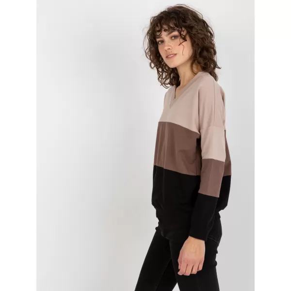  Dámská mikina RUE PARIS RV-BL-8328.34X BLACK AND BEIGE 