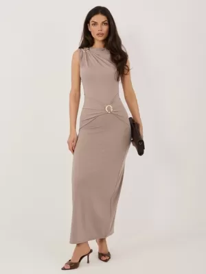 Dámské šaty RUE PARIS IT-SK-22392.21 DARK BEIGE