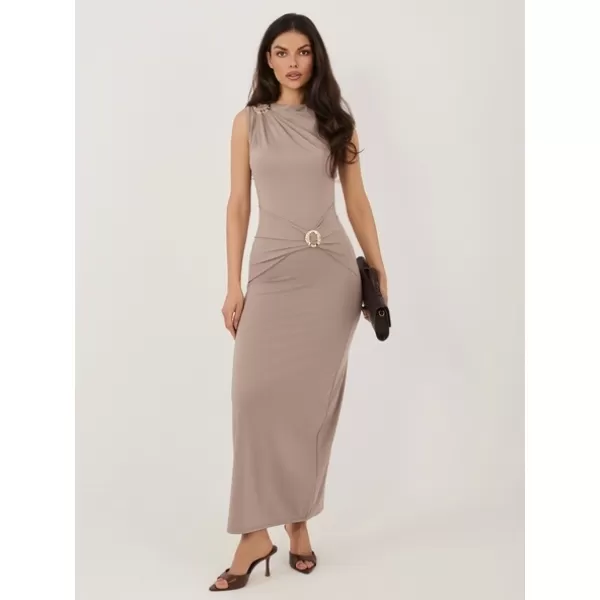  Dámské šaty RUE PARIS IT-SK-22392.21 DARK BEIGE 