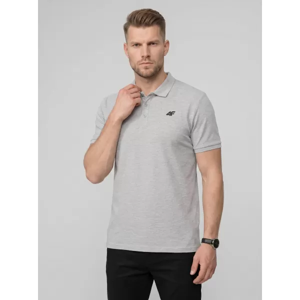  Pánské triko s límečkem 4F 4FWMM00TPTSM0770 DARK GREY MELANGE 