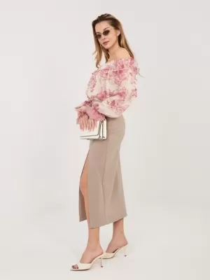 Dámská sukně RUE PARIS IT-SD-FL7393-1.16 DARK BEIGE