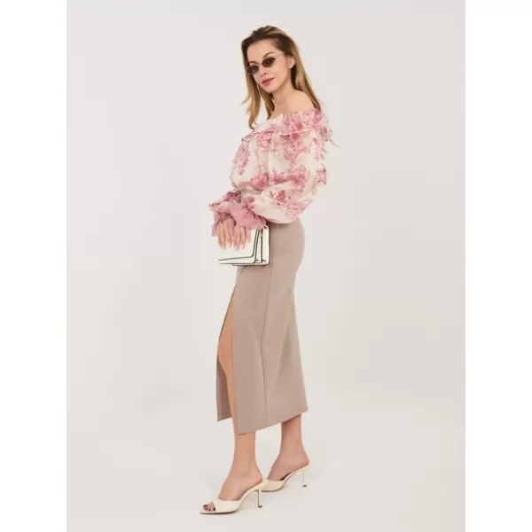  Dámská sukně RUE PARIS IT-SD-FL7393-1.16 DARK BEIGE 