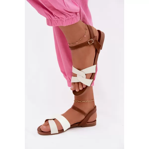  Dámské sandály S.BARSKI KV51-022 BROWN/WHITE 