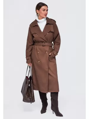 Dámský kabát OMBRE OW-COLC-0121 BROWN