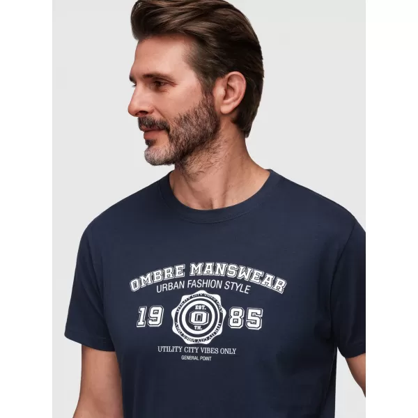  Pánské triko OMBRE OM-TSPT-0269 NAVY BLUE 