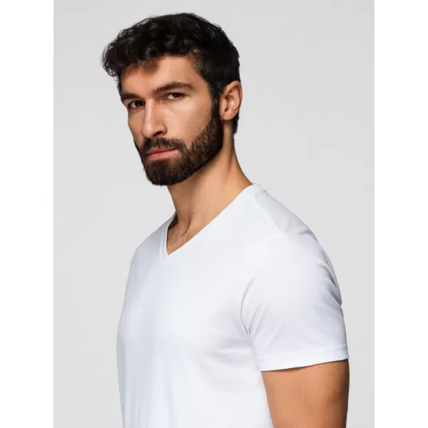  Pánské triko OMBRE OM-TSBS-0281 WHITE/SAND/NAVY 