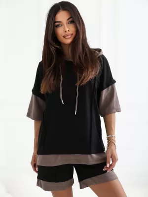 Dámský komplet RUE PARIS RV-KMPL-A1309.74 BLACK AND BROWN