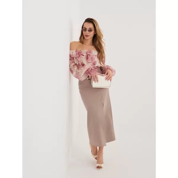  Dámská sukně RUE PARIS IT-SD-FL7393-1.16 DARK BEIGE 