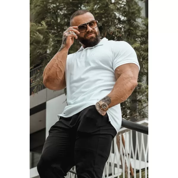  Pánské trička NEBBIA MIKE MUSCLE FIT POLO 157 WHITE 