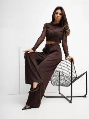 Dámské tepláky RUE PARIS RV-DR-A1061.80 DARK BROWN
