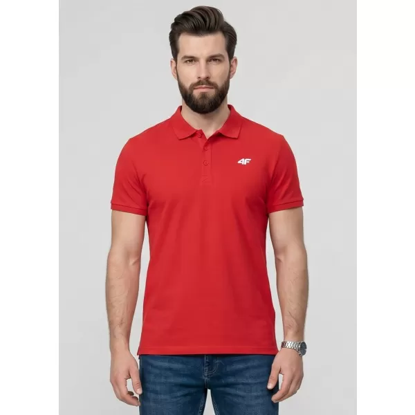  Pánské triko s límečkem 4F 4FWMM00TPTSM0771 RED 