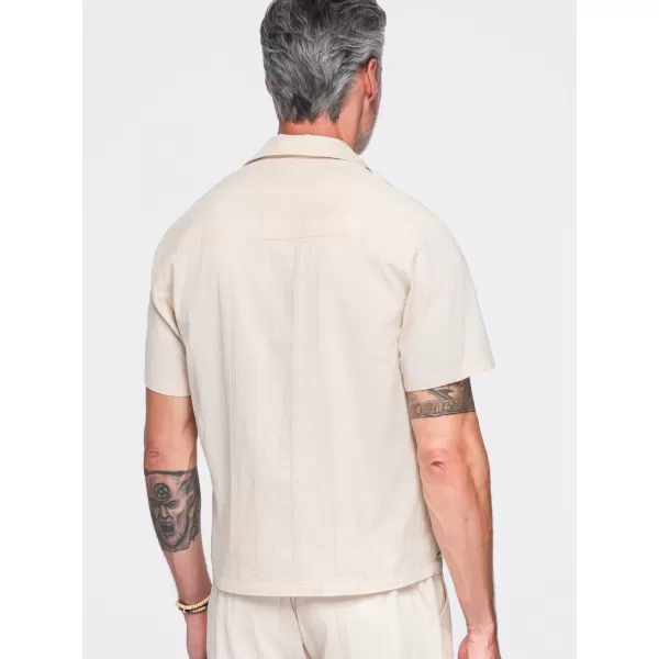  Pánská košile OMBRE OM-SHSS-0221 CREAM 