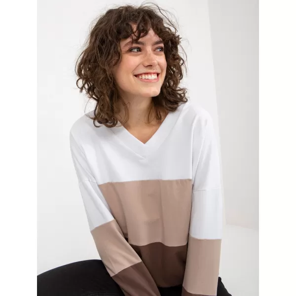  Dámská mikina RUE PARIS RV-BL-8328.65P WHITE-BROWN 