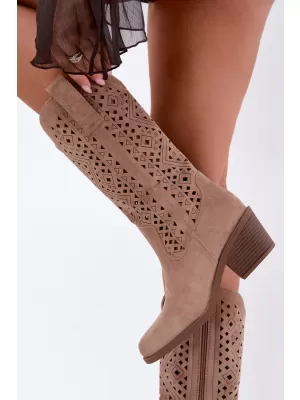 Dámské kozačky S.BARSKI HY62-8126 BEIGE