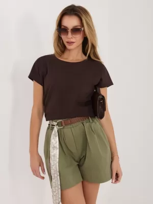 Dámské triko RUE PARIS RV-BZ-8837.67 DARK BROWN