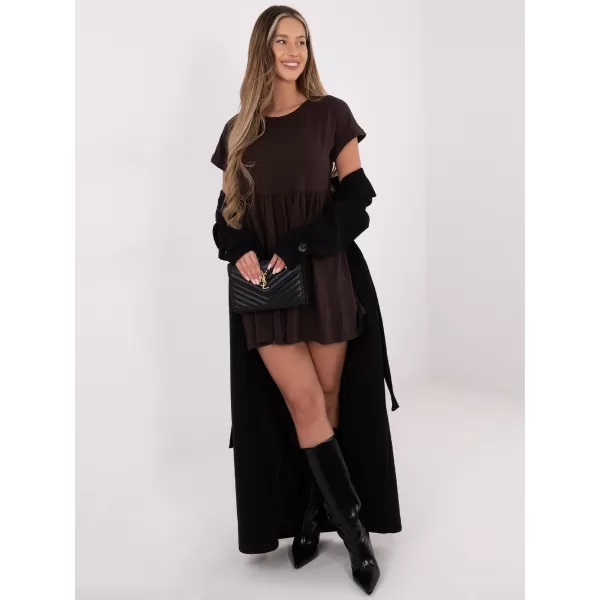  Dámské šaty RUE PARIS RV-SK-5672.03P DARK BROWN 