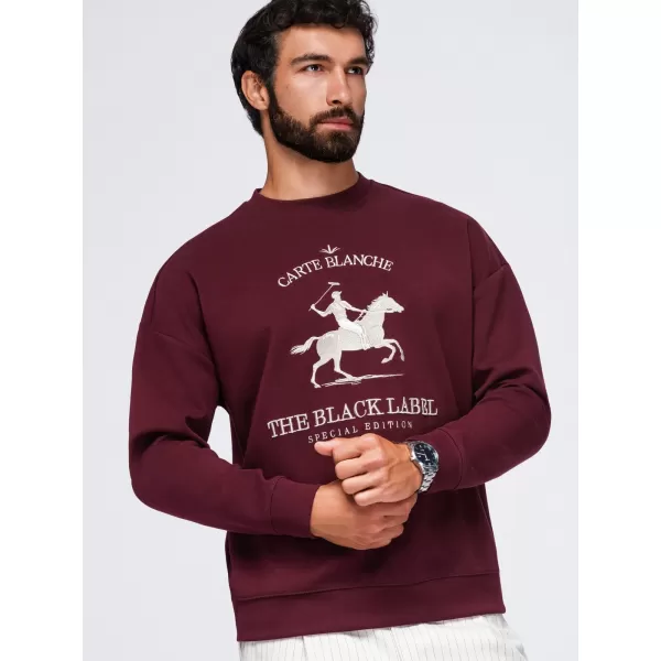  Pánská mikina OMBRE OM-SSNZ-0267 BURGUNDY 