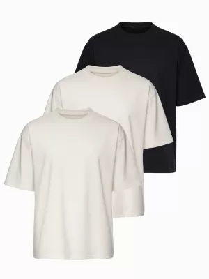 Pánské triko OMBRE OM-TSBC-0291 OFF WHITE/OFF WHITE/BLACK