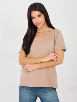 Dámské tričko RUE PARIS RV-TS-A1094.45 DARK BEIGE