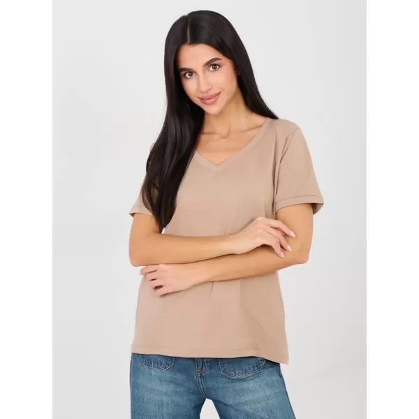  Dámské tričko RUE PARIS RV-TS-A1094.45 DARK BEIGE 
