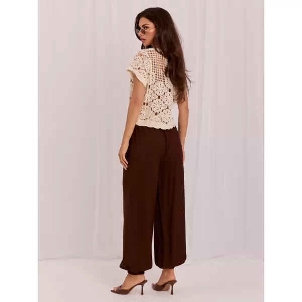 Dámské kalhoty RUE PARIS IT-SP-10368.34 DARK BROWN 