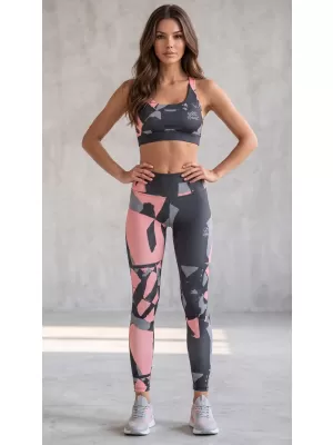 Dámské dlouhé legíny premium (nové velikosti) ALTISPORT VOJ/ALW080LEG05 ČERNÁ-LOSOSOVÁ