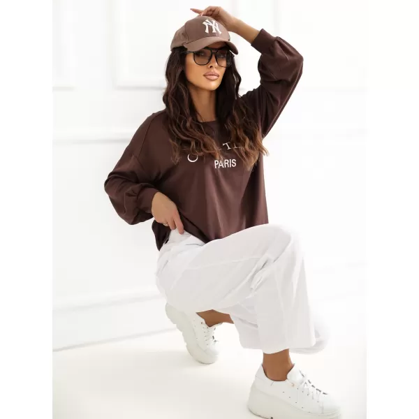  Dámská mikina RUE PARIS RV-BL-A1220.11 DARK BROWN 