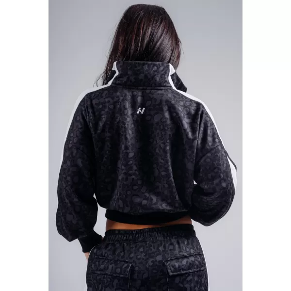  Half-zip mikina s leopardím vzorem NEBBIA PRIMAL 866 BLACK LEOPARD 