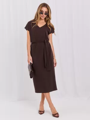 Dámské šaty RUE PARIS RV-SK-A1447.78 DARK BROWN