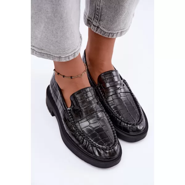  Dámské mokasíny BOTO D-243 BLACK EMBOSSED 