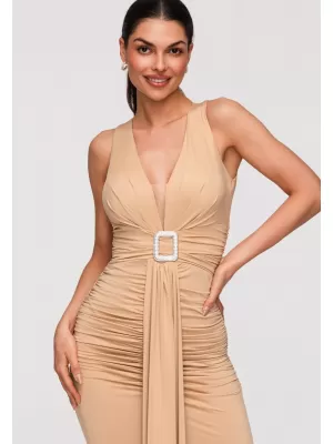 Dámské šaty LARICA LA-OM-DLR347 BEIGE
