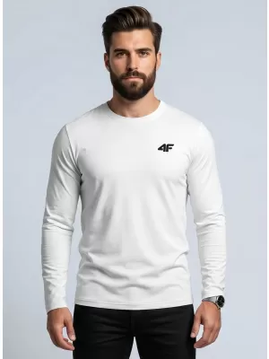 Pánské triko s dlouhým rukávem 4F 4FWMM00TLONM611 WHITE